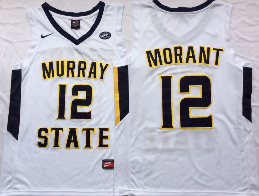 NCAA Men Murray State Racers White #12 MORANT